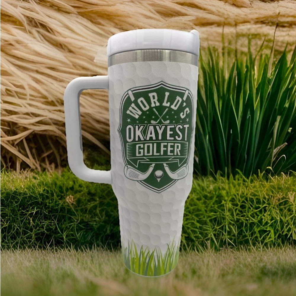 World’s Okayest Golfer Tumbler 40 oz Great Golf Gift For Fathers Day, Bday, Xmas